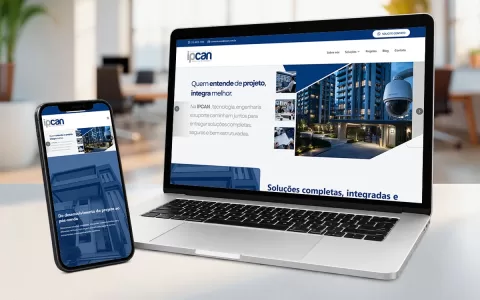 Site de IPCAN apresentado em notebook e celular